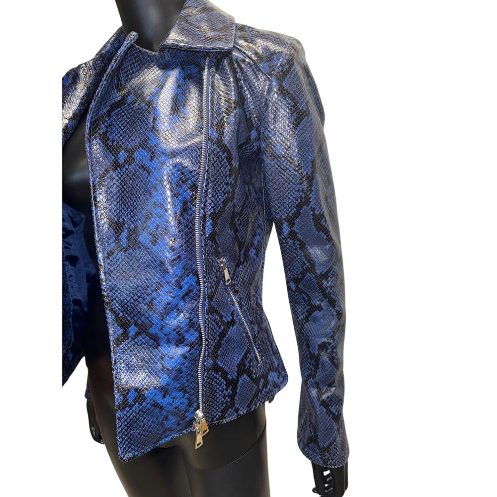 Amen Italy Snake-Print Shearling Biker Jacket – NWT – Size 2/XS - Picture 3 of 15